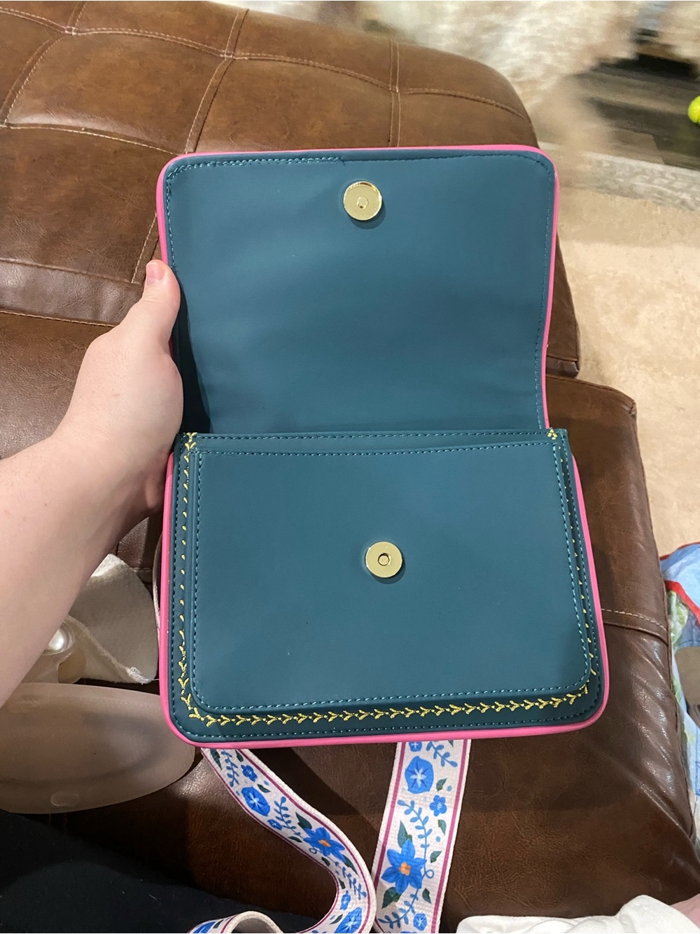 Loungefly Teal and Pink Cinderella Crossbody Bag with Floral Strap - Picture 6 of 7
